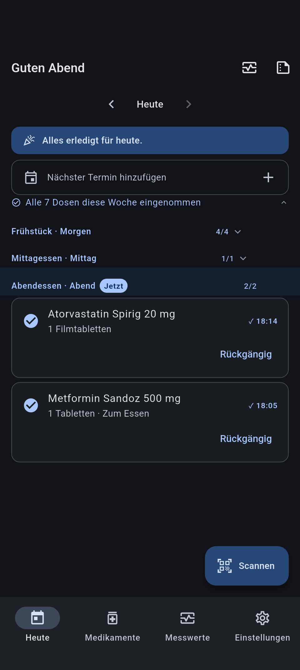 Meditag Heute-Ansicht