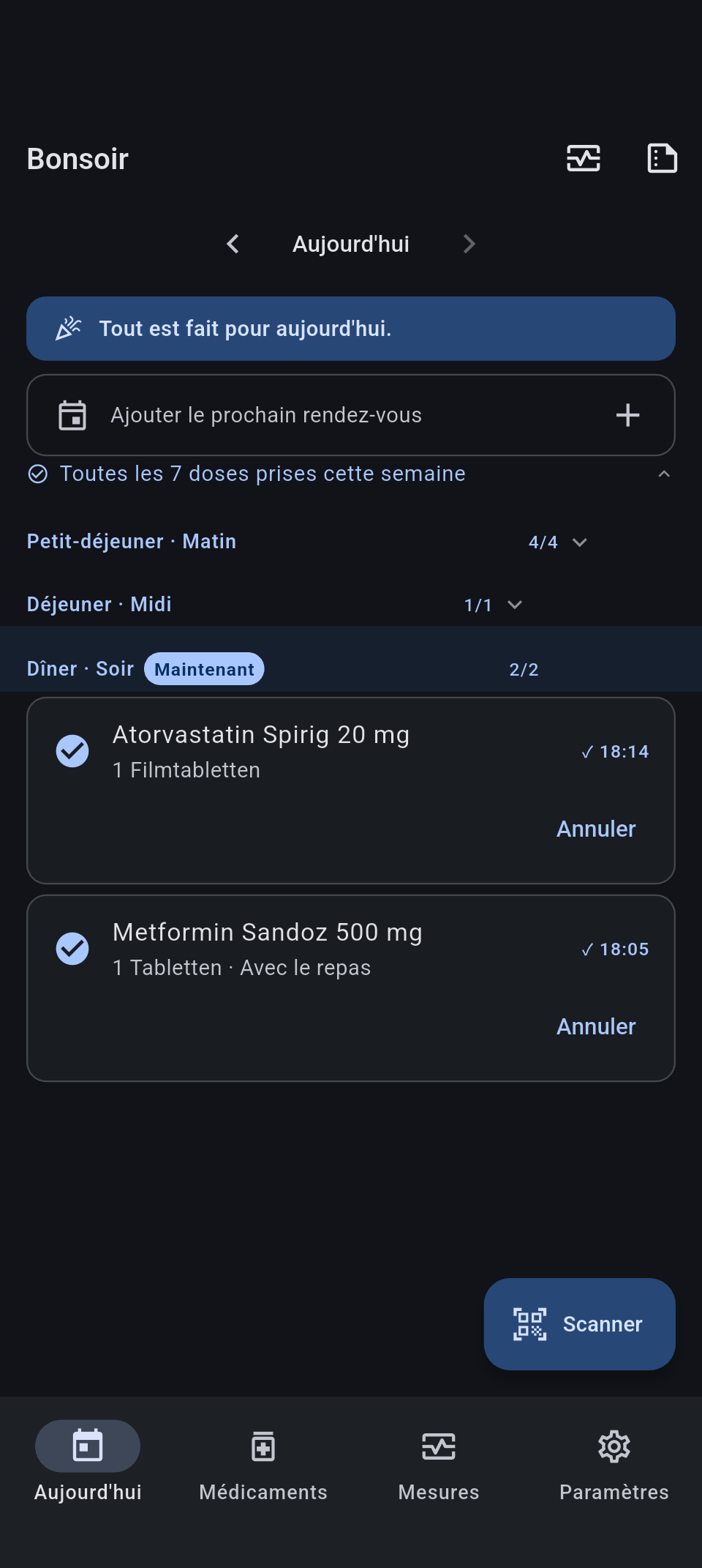 Meditag — vue quotidienne